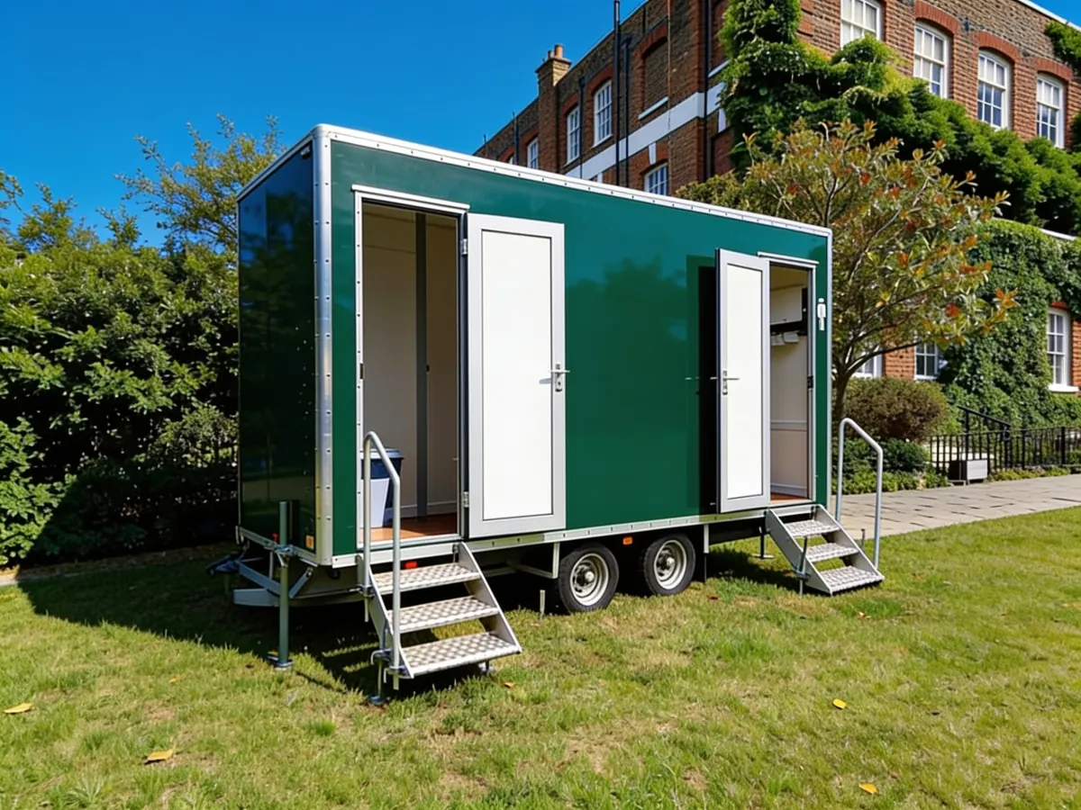 2+1 Mains luxury toilet trailer exterior set up on grass